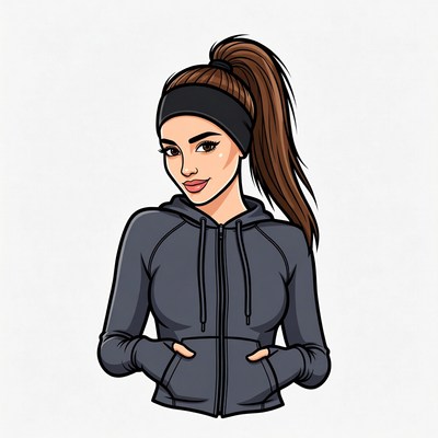 Woman in hoodie with ponytail