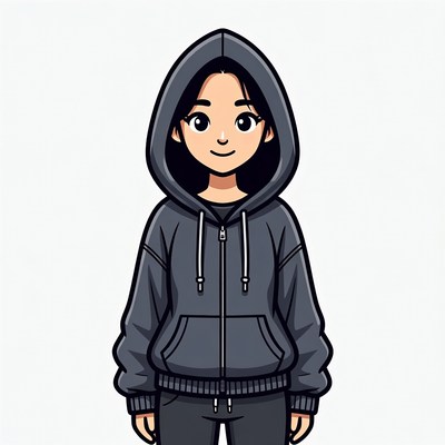 Asian girl in black hoodie