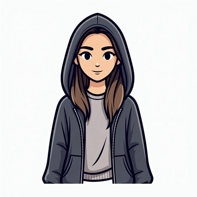 Anime girl wearing hoodie