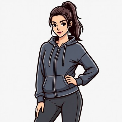 Asian woman in hoodie and leggings