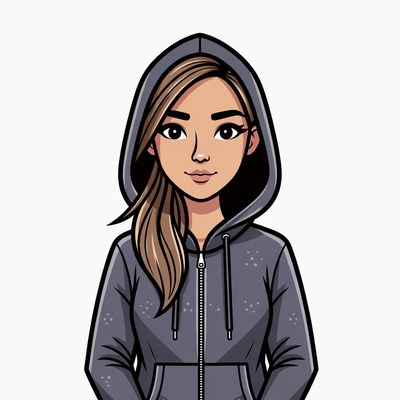Asian woman in hoodie illustration