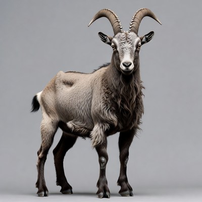 Ibex standing on gray background