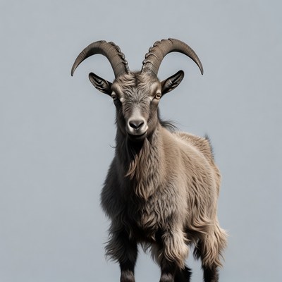 Goat with large curved horns