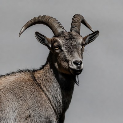 Mountain Goat with Curved Horns