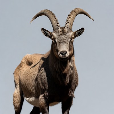 Ibex with large curved horns
