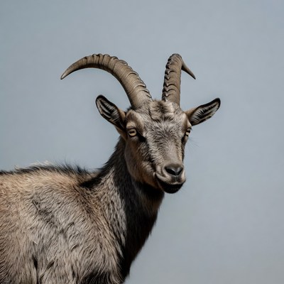 Mountain Goat with Curved Horns