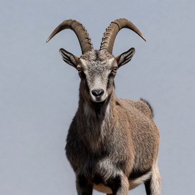 Ibex with large curved horns