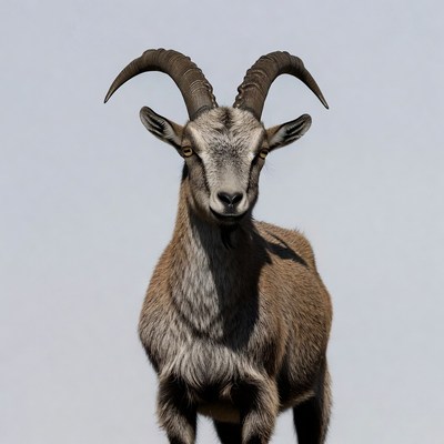 Goat with large curved horns