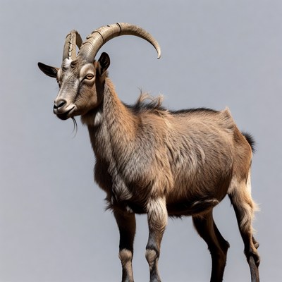 Ibex standing on gray background