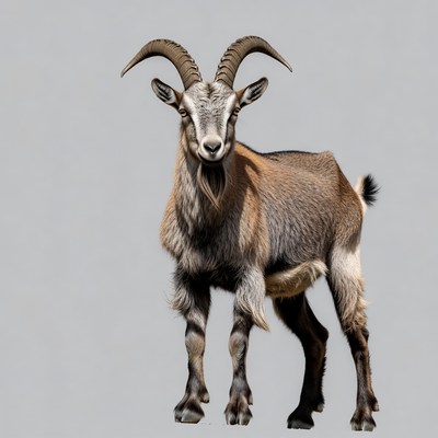 Goat with large curved horns