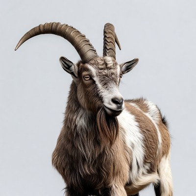 Iberian Ibex with large curved horns