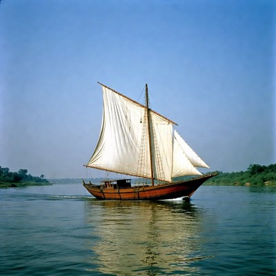 Traditional Dhow Sailing on River