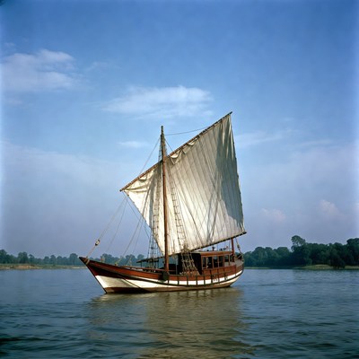Traditional Sailing Boat on River