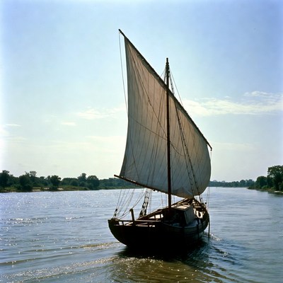 Sailing ship on river