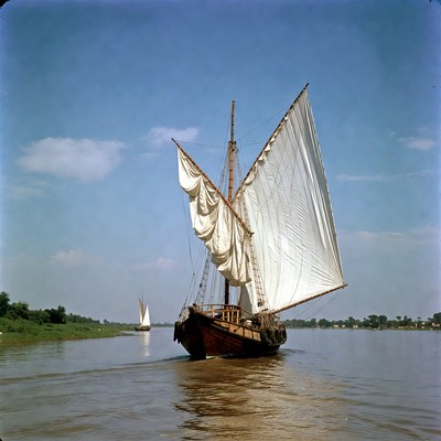 Traditional Sailing Boat on River