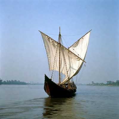 Traditional Felucca Sailing on Nile River