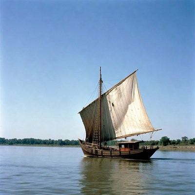 Traditional Sailing Boat on River