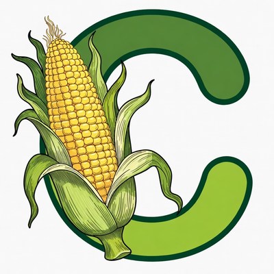 Corn on green letter C