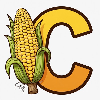 Corn Cob Letter C Illustration