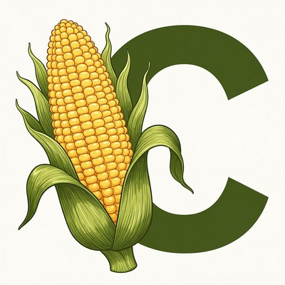 Corn Illustration with Green Letter C
