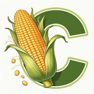 Corn Cob on Green Letter C