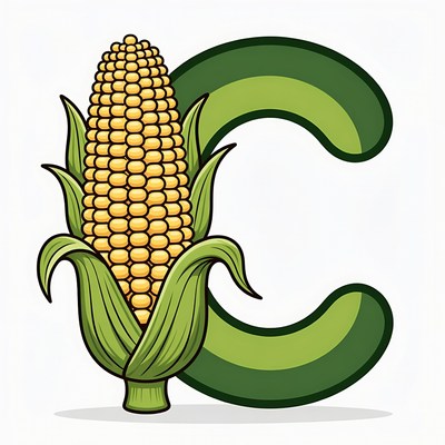 Corn Cob Letter C Illustration