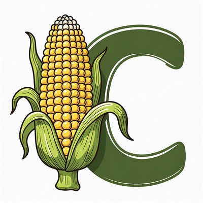 Corn Illustration Forming Letter C