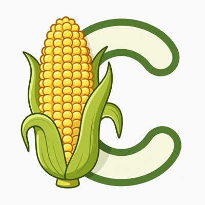 Corn Cob Letter C Illustration