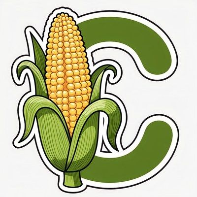 Corn Cob Letter C Illustration