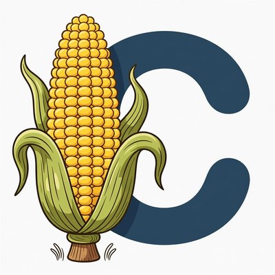 Corn Cob with Letter C Illustration
