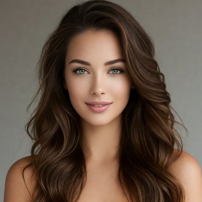 Beautiful woman with long brown hair