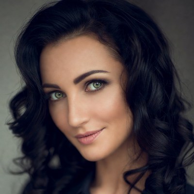 Beautiful woman with long black hair