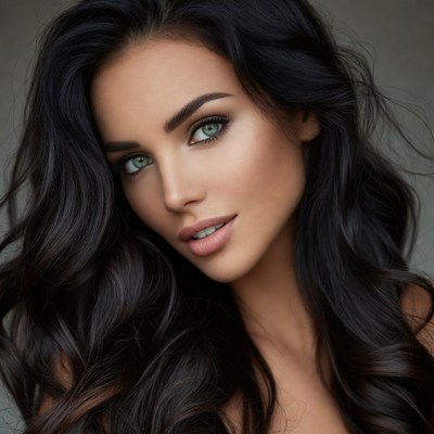 Beautiful woman with long black hair