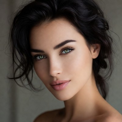 Beautiful woman with green eyes