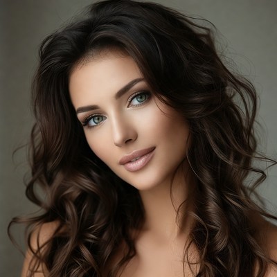 Beautiful woman with wavy dark hair