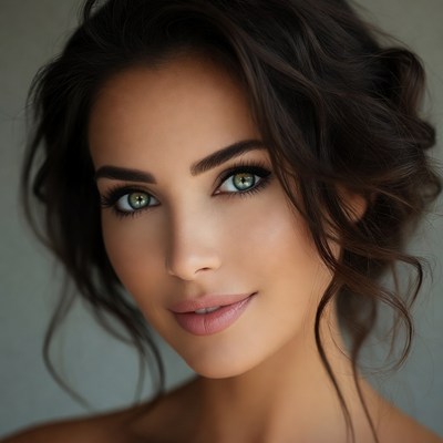 Beautiful woman with green eyes