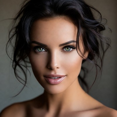 Beautiful woman with green eyes