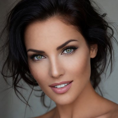 Beautiful woman with green eyes