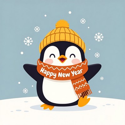 Cute Penguin Happy New Year