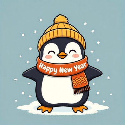 Cute Penguin Happy New Year