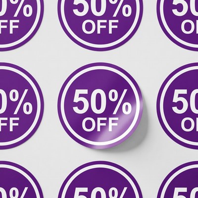 Purple 50% Off Sale Stickers