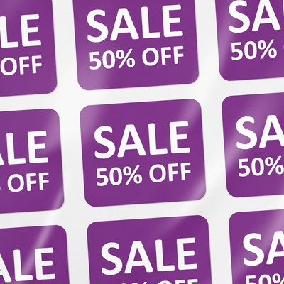 Purple 50% Off Sale Stickers