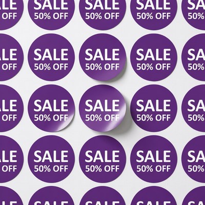 Purple 50% Off Sale Stickers