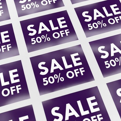 Purple 50% Off Sale Badges
