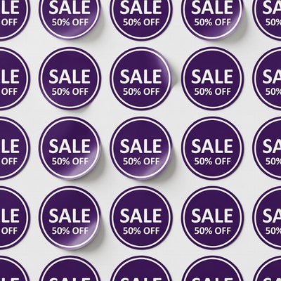 Purple 50% Off Sale Stickers