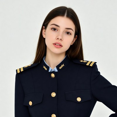 Woman in navy military uniform