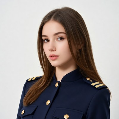 Young woman in navy uniform