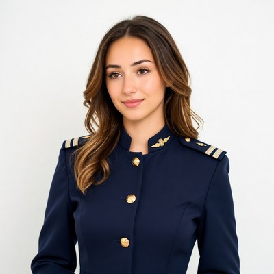 Woman in navy pilot uniform