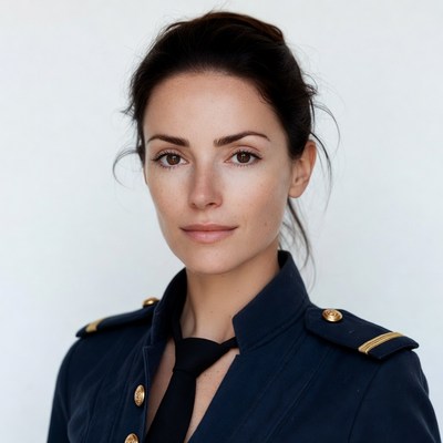 Woman in navy military uniform