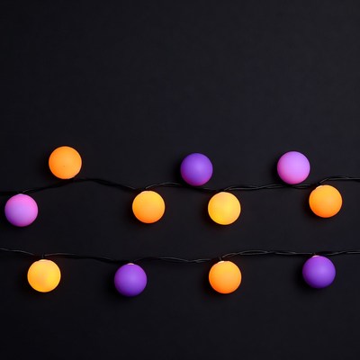 Orange Purple Fairy Lights Black Background